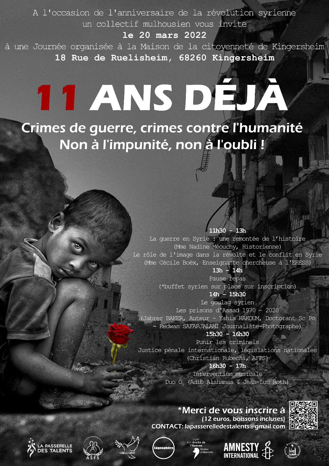 Conférences-débats: 11 ans déjà crimes de guerres, crimes contre l'humanité Non à l'impunité, non à l'oubli!