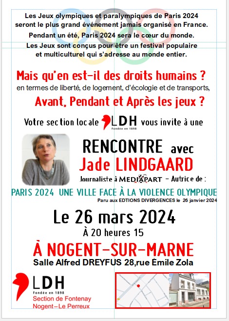 Conférence-débat : "Mais quand est-il des droits humains, avant, pendant et après les J.O.?"