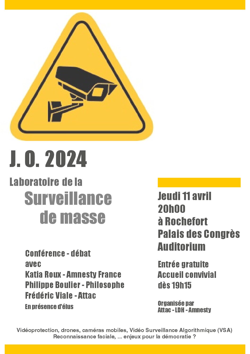 Conférence-débat : "J.O. 2024, laboratoire de la surveillance de masse".