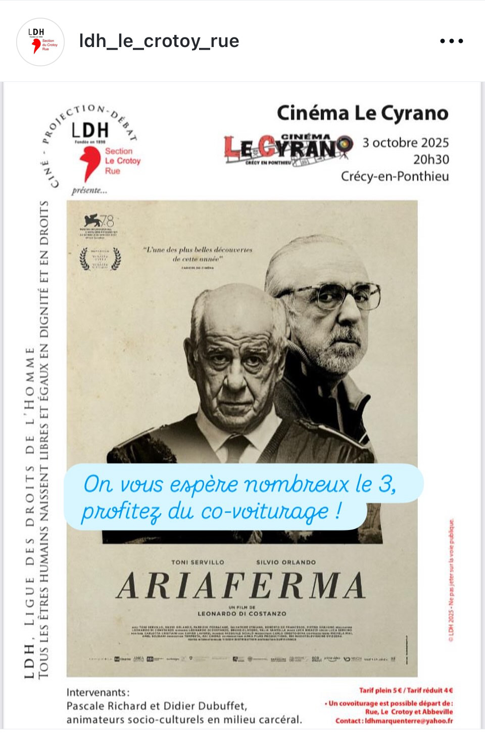 Projection-débat : Ariaferma