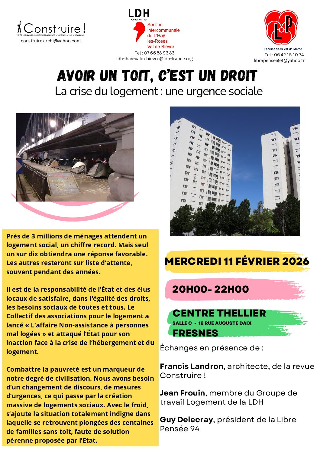 Débat sur le logement : Avoir un toit, c'est un droit