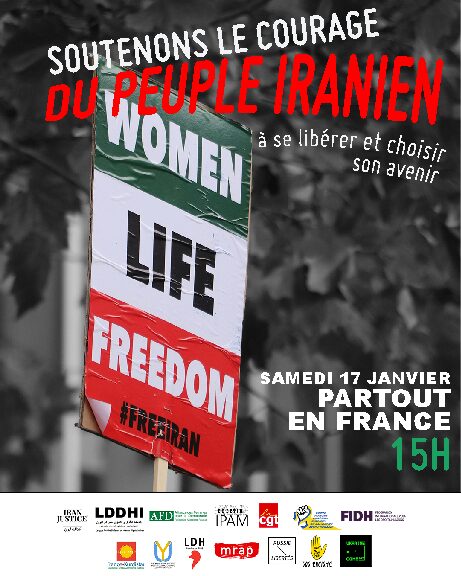 Appel au Rassemblement partout en France en soutien au peuple iranien