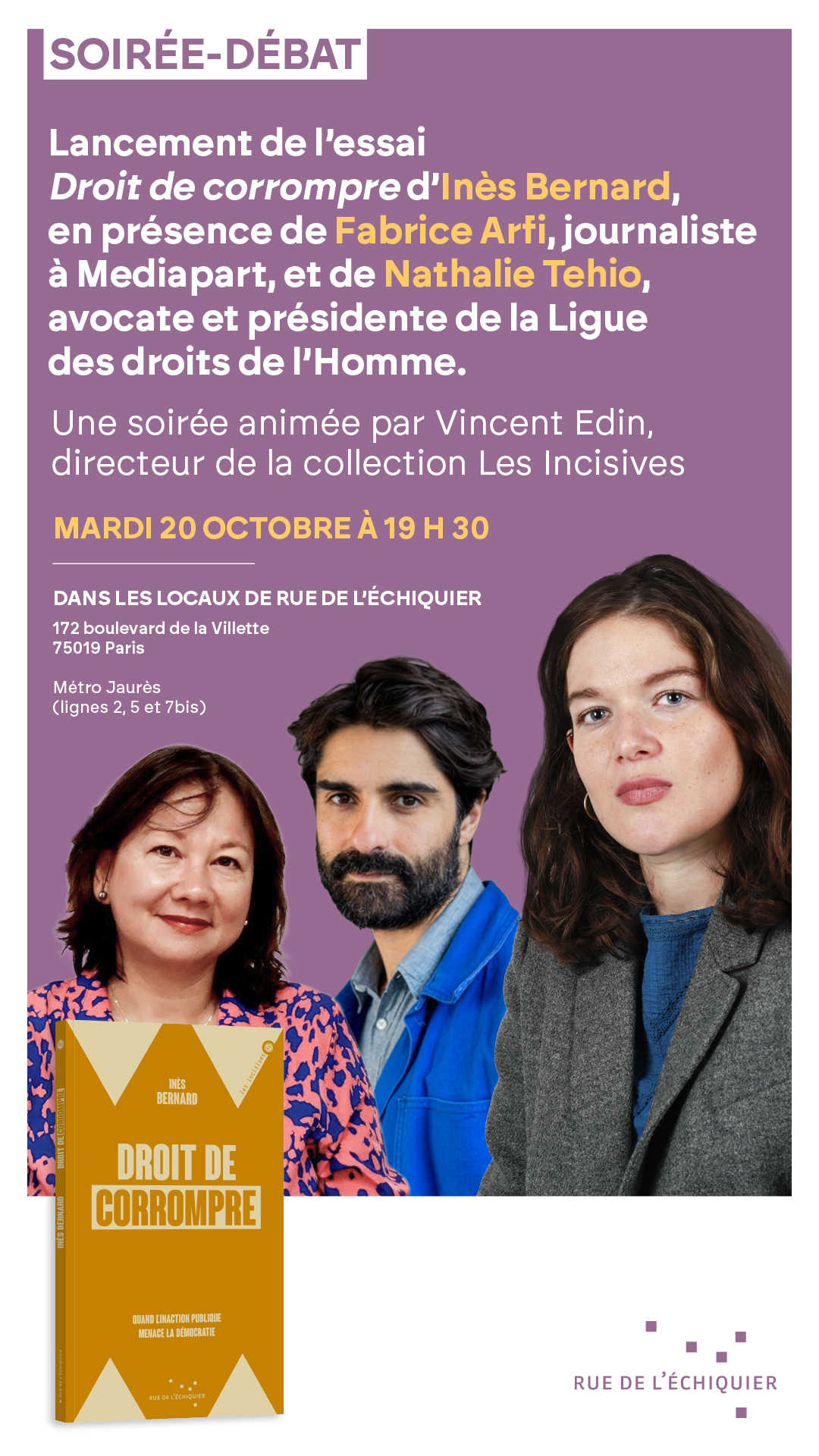 Soirée de lancement de l'ouvrage Droit de corrompre : quand l'inaction publique menace la démocratie
